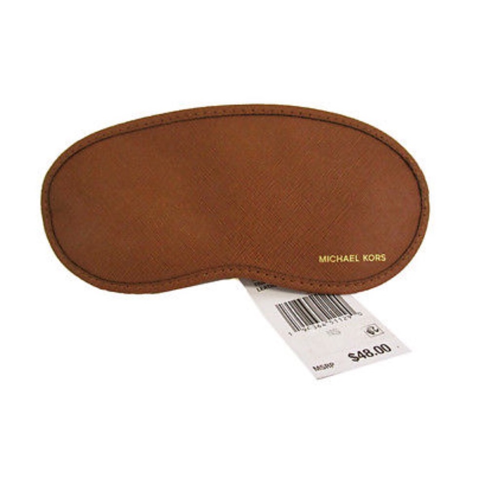 Michael Kors Brown Luggage Safiano Travel Eye Mask